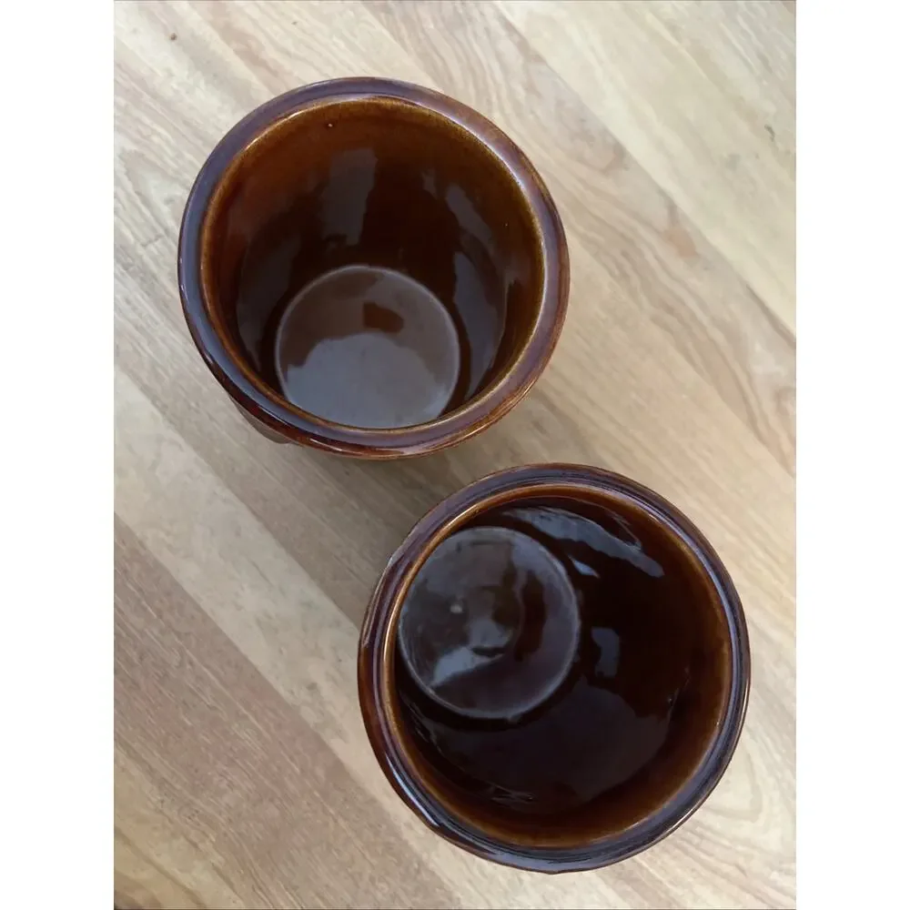 Set Of 2 Vintage Otagiri 3 Faced Tiki Mugs Rum Buckets Cups Stoneware 18 oz